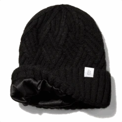 Silk Lined Cashmere Blend Beanie -VIRTUE Shop BlackBeanieSilkLining